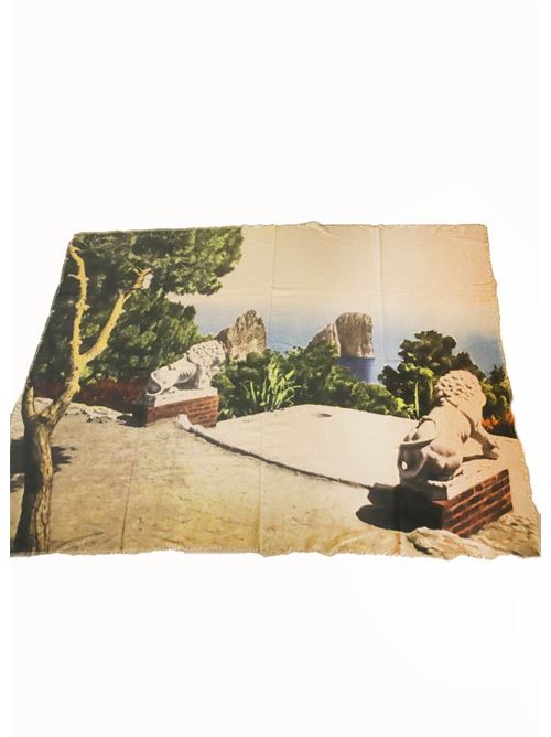 Cashmere and wool blanket with parco Augusto view Laboratorio Capri | PLAIDPARCOAUGUSTO